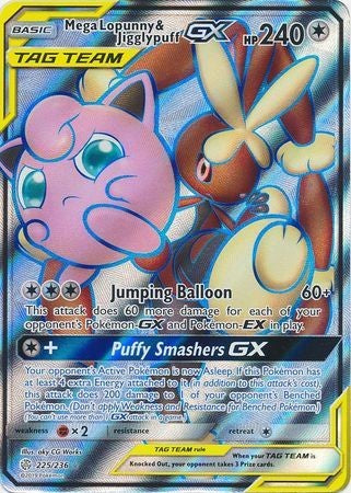 Mega Lopunny & Jigglypuff GX - 225/236 - Full Art Ultra Rare Sun & Moon: Cosmic Eclipse Singles