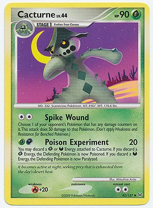 Pokemon Platinum Edition Uncommon Card - Cacturne 42/127