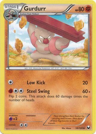 Pokemon Dark Explorers Uncommon Card - Gurdurr 59/108
