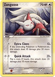 Pokemon EX Emerald Rare Card - Zangoose 21/106