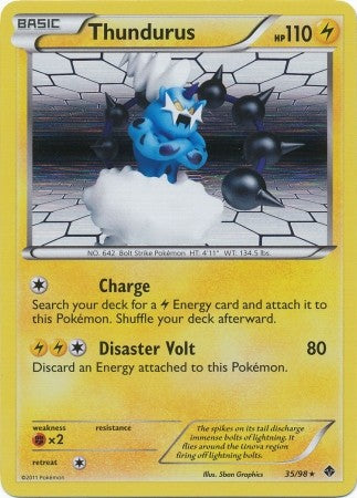 Pokemon Emerging Powers Holo Rare Card - Thundurus 35/98
