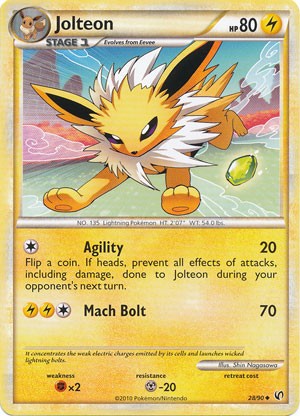 Pokemon Card HeartGold SoulSilver Undaunted Uncommon Jolteon 28/90