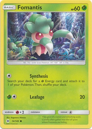 Fomantis 14/149 Common - Pokemon Sun & Moon Base Set Single Card