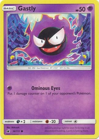 Pokemon Sun & Moon Crimson Invasion Common Gastly #36 Pokemon Sun & Moon Crimson Invasion Common Gastly #36