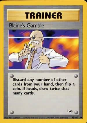 blaine pokemon card Pokemon Trading Card Game Gym Heroes Common Blaine's Gamble #121