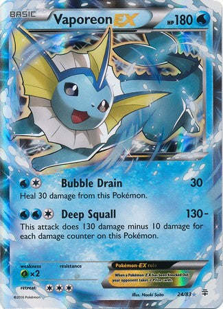 Vaporeon EX 24/83 Ultra Rare - Pokemon Generations Card