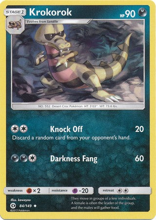 Krokorok 84/149 Uncommon - Pokemon Sun & Moon Base Set Single Card