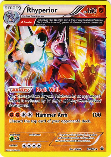 Rhyperior 77/160 - Holo Rare Pokemon XY Primal Clash Card