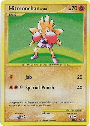Pokemon Platinum Edition Ultra Rare Card - Hitmonchan 129/127