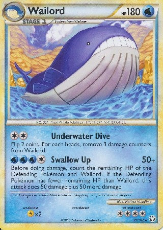 Pokemon Card HS Triumphant Wailord Rare 31/102
