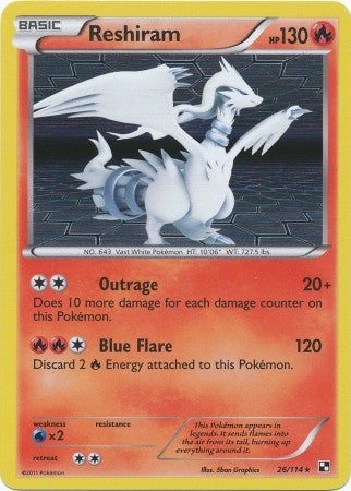 Pokemon Black & White Reshiram 26/114 Holo Rare Single Card