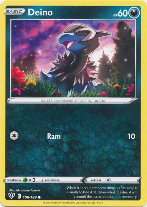 SWSH Darkness Ablaze Rarity: Common Card Deino -108/189