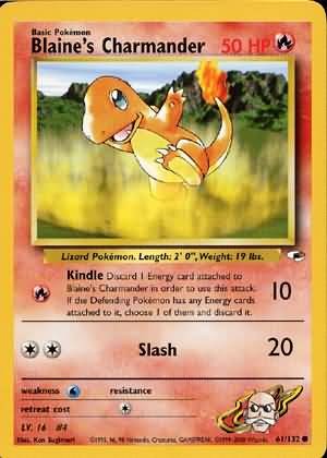 Pokemon Gym Heroes Common Card - Blaine's Charmander 61/132