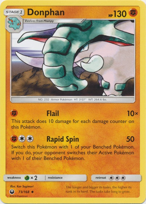 Donphan 73/168 Uncommon - Celestial Storm SM7 Pokemon Card