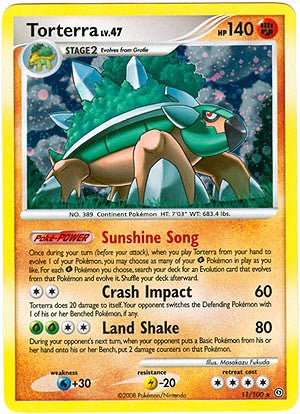 Pokemon Diamond and Pearl Stormfront Card - Torterra (H)
