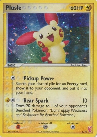 Pokemon Holo Rare Promo Single Card - Plusle 6/12