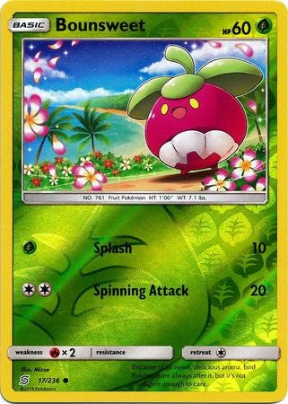 Bounsweet - 17/236 - Common Reverse Holo Sun & Moon: Unified Minds Reverse
