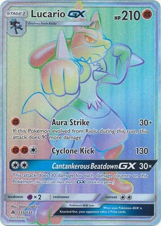 Lucario GX 135/131 Hyper Rare - Pokemon Sun & Moon Forbidden Light Card Lucario GX 135/131 Hyper Rare - Pokemon Sun & Moon Forbidden Light Card