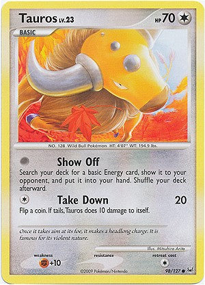 Pokemon Platinum Edition Common Card - Tauros 98/127