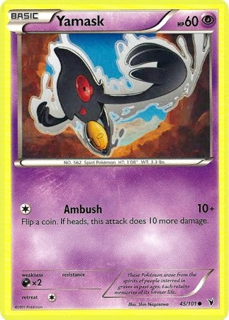 Pokemon Noble Victories Common Card - Yamask 45/101