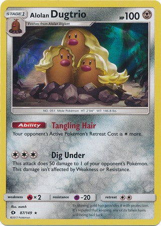 Alolan Dugtrio 87/149 Holo Rare - Pokemon Sun & Moon Base Set Single Card