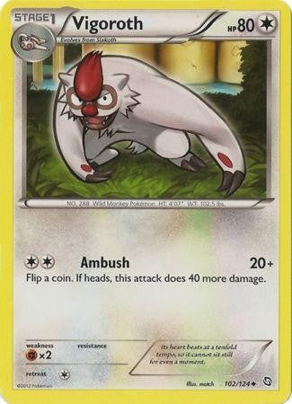 Pokemon Black & White Dragons Exalted Uncommon Vigoroth #102 Pokemon Black & White Dragons Exalted Uncommon Vigoroth #102