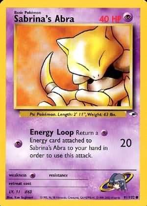 Pokemon Gym Heroes Common Card - Sabrina's Abra 91/132