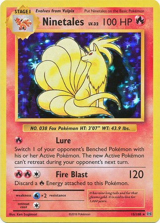 Ninetales 15/108 Holo Rare - Pokemon XY Evolutions Single Card