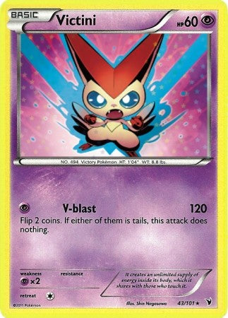 Pokemon Noble Victories Rare Card - Victini 43/101