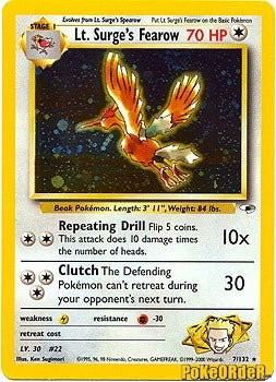 Lt. Surge's Fearow - Colorless - 7/132 - Gym Heroes (G1) 1st Edition Lt. Surge's Fearow - Colorless - 7/132 - Gym Heroes (G1) 1st Edition