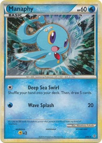 Pokemon Card HS Unleashed Card Holo Rare Manaphy 3/95