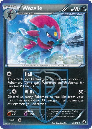 Weavile 66/116 - Pokemon Plasma Freeze Rare Card