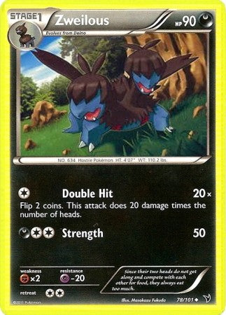 Pokemon Noble Victories Uncommon Card - Zweilous 78/101