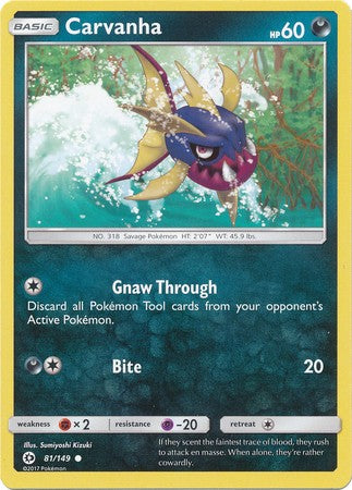 Carvanha 81/149 Common - Pokemon Sun & Moon Base Set Single Card