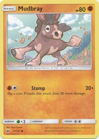 Mudbray 77/147 Common - Pokemon Sun & Moon Burning Shadows Card