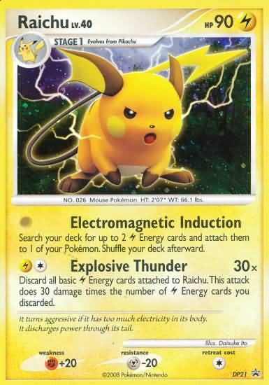 Pokemon Diamond & Pearl Holo Rare Promo Card - Raichu DP21
