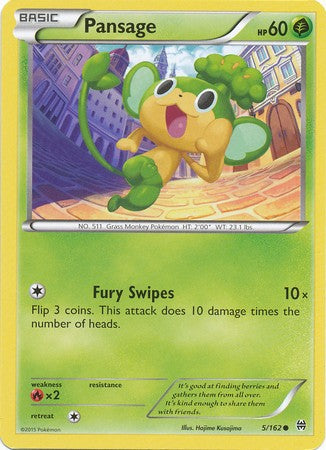 Pansage 5/162 Common - Pokemon XY Break Through Card