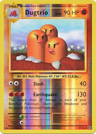 Dugtrio 56/108 Rare - Reverse Pokemon XY Evolutions Single Card