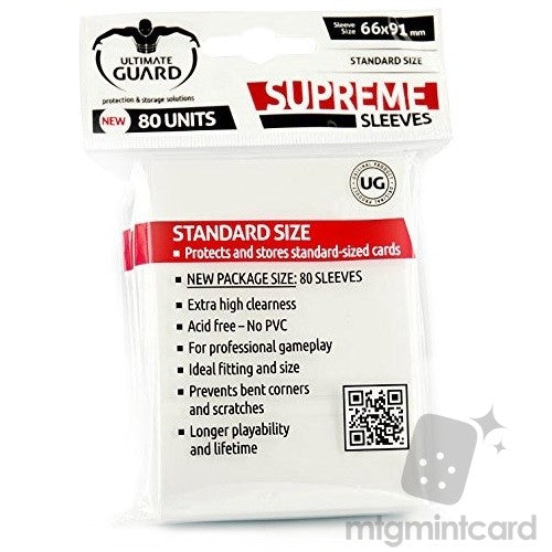 Ultimate Guard Supreme Standard Sized Sleeves - White (80 Card Sleeves)