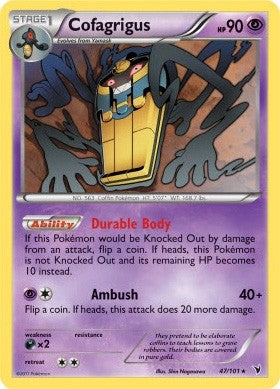 Pokemon Noble Victories Rare Card - Cofagrigus 47/101