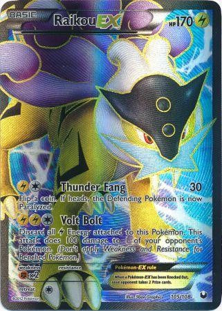 Pokemon Dark Explorers Full Art Ultra Rare Card - Raikou-EX 105/108