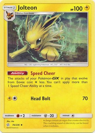 Jolteon - 70/236 - Uncommon Sun & Moon: Cosmic Eclipse Singles