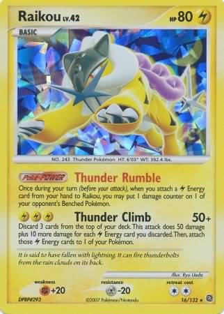 Pokemon Holo Rare Reprint Promo Card - Raikou 16/132