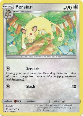Persian 102/147 Rare - Pokemon Sun & Moon Burning Shadows Card PokeOrder.com Persian 102/147 Rare - Pokemon Sun & Moon Burning Shadows Card PokeOrder.com