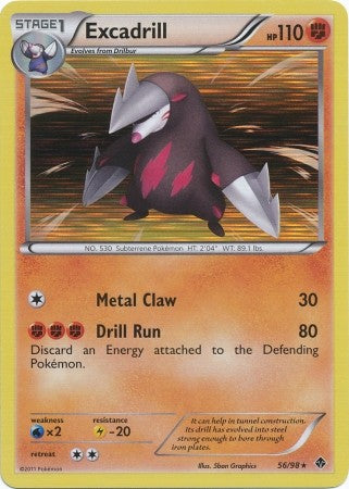 Pokemon Emerging Powers Holo Rare Card - Excadrill 56/98