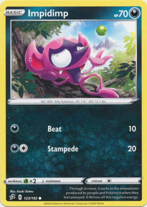 Impidimp - 123/192 Pokemon SWSH Rebel Clash Common PokeOrder.com Impidimp - 123/192 Pokemon SWSH Rebel Clash Common PokeOrder.com