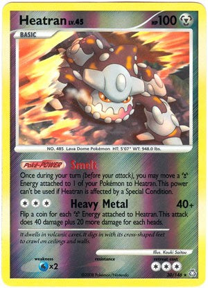 Pokemon Reverse Holo Rare Promo Single Card - Heatran 30/146