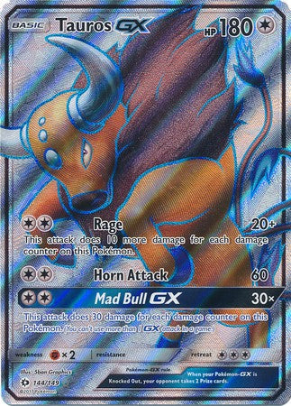 Tauros GX 144/149 Full Art - Pokemon Sun & Moon Base Set Single Card