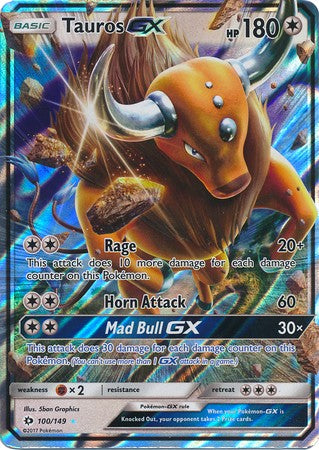 Tauros GX 100/149 Ultra Rare - Pokemon Sun & Moon Base Set Single Card Tauros GX 100/149 Ultra Rare - Pokemon Sun & Moon Base Set Single Card