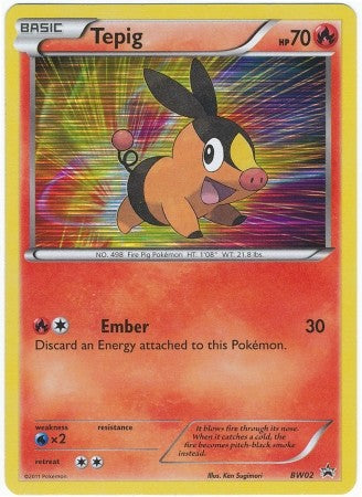 Tepig BW02 - Pokemon Black & White Holo Rare Promo Card